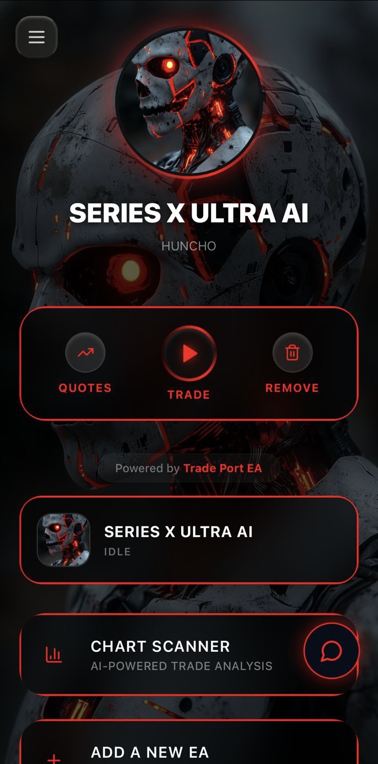 SERIES X ULTRA AI bot interface shown inside an iPhone-style device